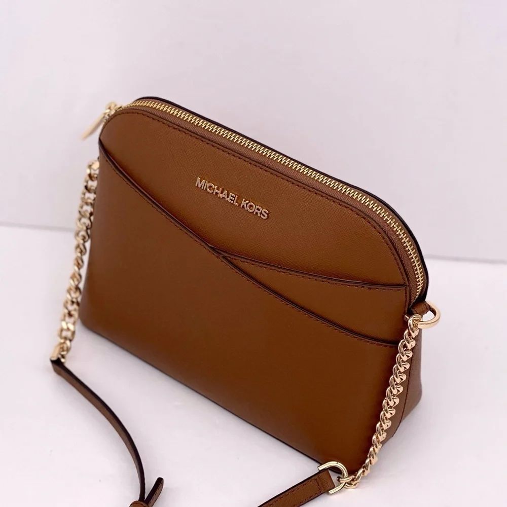 Michael Kors Jet Set Travel Medium Dome Crossbody Leather Luggage